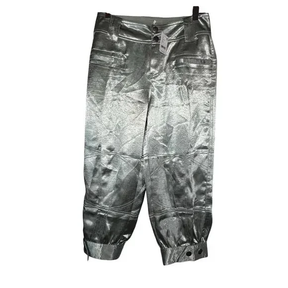 Free people light green satin cropped pant size 2 4 - Picture 7 of 12